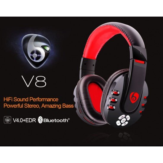 Безжични слушалки Ovleng V8 - Червено и черно - купи онлайн от MixoMarket
