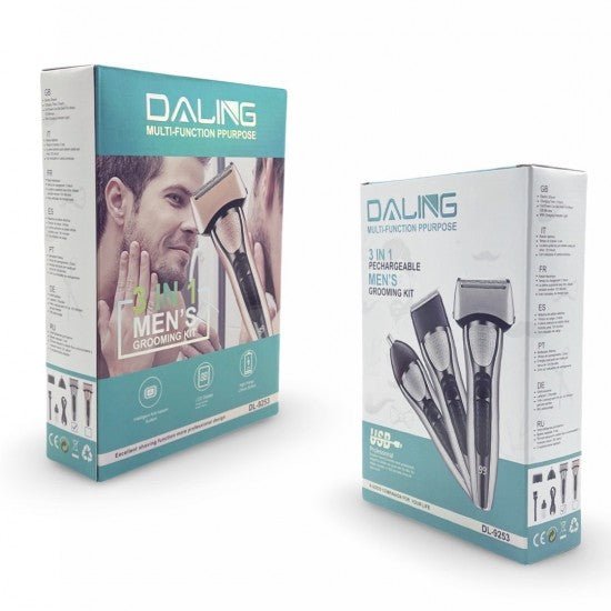 DALING DL-9253 Тример 3 в 1 комплект с 3 различни накрайника, LED индикатор - - продуктова снимка - MixoMarket