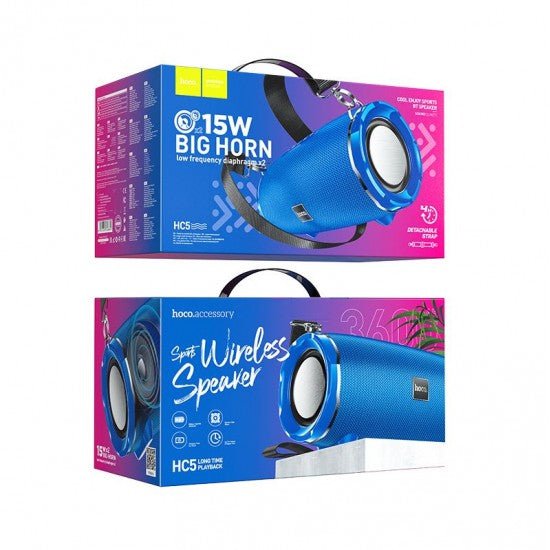 HC5 HOCO Безжична Тонколона BIG HORN" 15W 3600mAh - Син - купи онлайн от MixoMarket