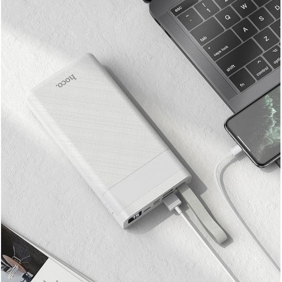 HOCO Преносимо зарядно 30,000mAh с LED осветление - Бял - купи онлайн от MixoMarket