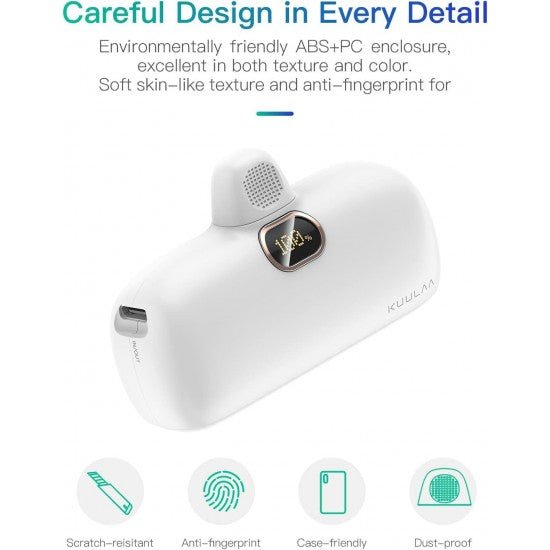 Компактна Външна батерия Powerbank Kuulaa Type-C 5,000mAh - Бял - купи онлайн от MixoMarket