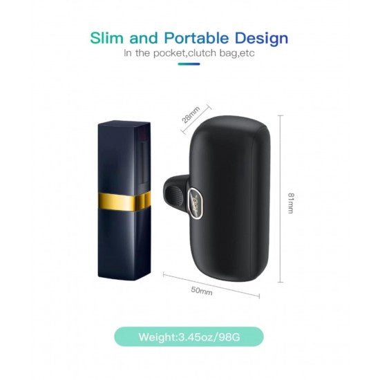 Компактна Външна батерия Powerbank Kuulaa Type-C 5,000mAh - Черен цвят - купи онлайн от MixoMarket