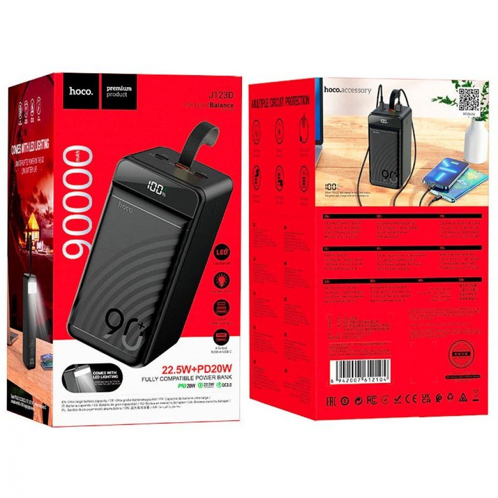 PowerBank J123D Element HOCO 22.5W 90,000mAh Fast 1xUSB-C 3xUSB-A - купи онлайн от MixoMarket