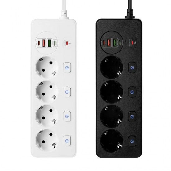 Разклонител BKL-504EU Overload Protection 3250W, 100-250V, 50/60Hz, QC PD 20W, бял - купи онлайн от MixoMarket