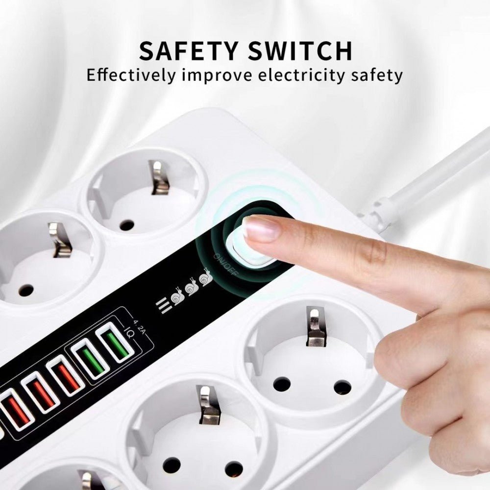 Разклонител BKL Overload Protection 3000W, 100-250V, 50/60Hz, 38W , бял - купи онлайн от MixoMarket
