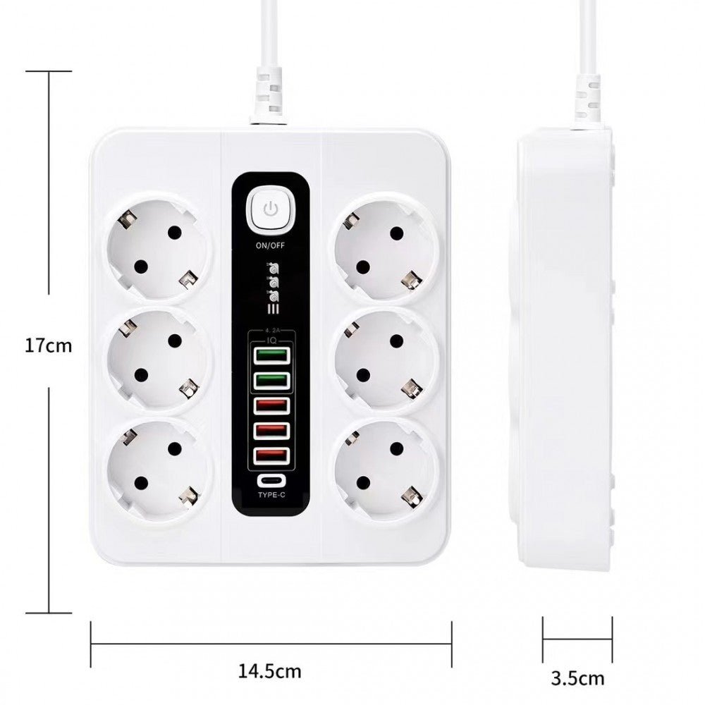 Разклонител BKL Overload Protection 3000W, 100-250V, 50/60Hz, 38W , бял - купи онлайн от MixoMarket