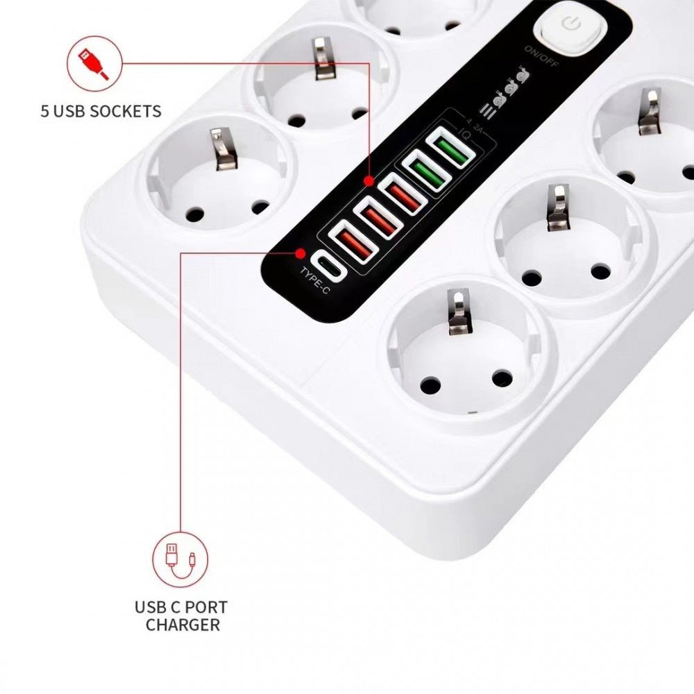 Разклонител BKL Overload Protection 3000W, 100-250V, 50/60Hz, 38W , бял - купи онлайн от MixoMarket