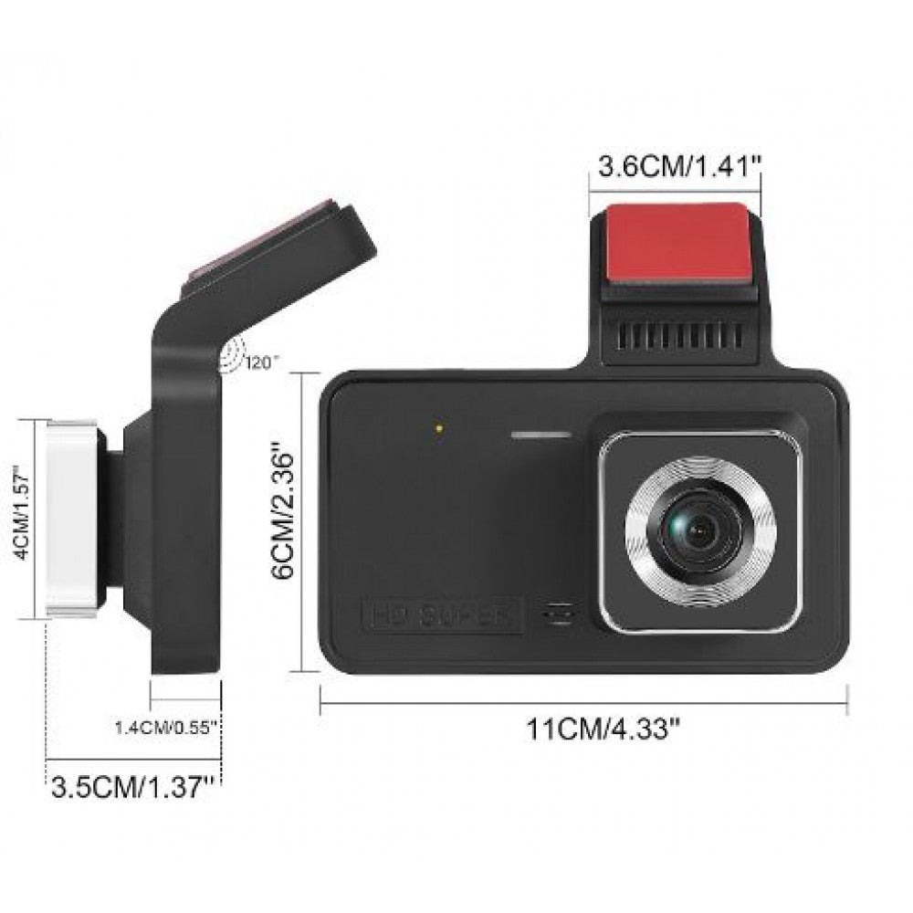 S2 1080P Автомобилна DVR камера (видеорегистратор) с G-сензор Видеорекордер и Камера за задно виждане Двоен обектив HD - купи онлайн от MixoMarket