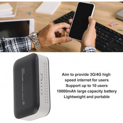 2в1 Преносим рутер и батерия PW100 4G LTE WIFI 300Mbps мобилен Hotspot SIM ,Wifi модем 2.4G 10,000mAH - MixoMarket