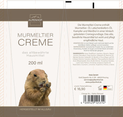 Крем с мас от мармот Alpenhof Murmeltier Creme (200 мл) 🇩🇪 – Традиционната алпийска сила за вашите стави и мускули