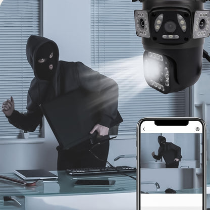 V380-A14 4G SIM ТРОЙНА IP Камера ( APP:V380PRO) Въртяща водоустойчива WiFi камера с 3 обектива