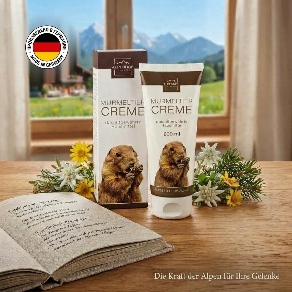 Крем с мас от мармот Alpenhof Murmeltier Creme (200 мл) 🇩🇪 – Традиционната алпийска сила за вашите стави и мускули