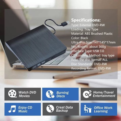 Външна CD/DVD записвачка, модел KT09 - купи онлайн от MixoMarket